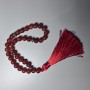 Carnelian Beads Natural Stone Necklace, Smooth Round Beads 8mm, 33 Beads, with Metal Inlays