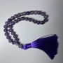 Amethyst Prayer Beads Natural Stone, smooth round beads 8mm diameter, 33 beads, with metal inserts
