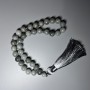Labradorite Beads (Natural Stone) Smooth Round Beads, 10.5mm ±, 33 Beads, with Metal Inlays