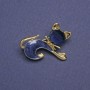 Brooch Cat blue cats-eye, blue mother-of-pearl, gold-tone metal 28x23mm