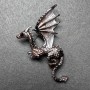 Brooch Dragon bronze matte with black enamel and silver-toned metal 42×66mm