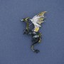 Brooch Dragon matte gray, yellow and white enamel on silver metal 42x66mm