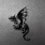 Brooch Dragon gray and black enamel silver-tone metal 42x66mm