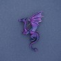 Brooch Dragon matte purple and blue enamel silver metal 42x66mm
