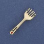 Brooch Fork white and black enamel with golden metal 11x36mm