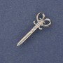 Brooch 'Scissors' with white crystal on silver metal 15×34mm