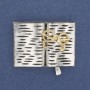 Brooch Book with Glasses with Gray and Gold Enamel, Silver Metal 35x26mm