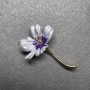Brooch Flower Cosmos Blue Enamel, Gold-Tone Metal 34x52mm