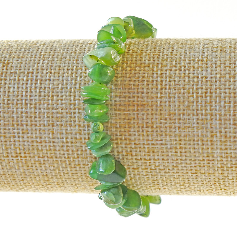 Bracelet Jadeite natural stone chips, diameter 9x3mm,+-, length 18cm+- (stretch)