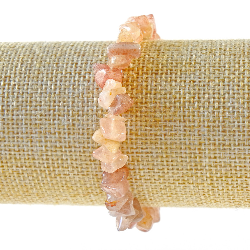 Bracelet Strawberry Quartz Natural Stone Chip, diameter 8x3mm+-, length 18cm+- (stretch)