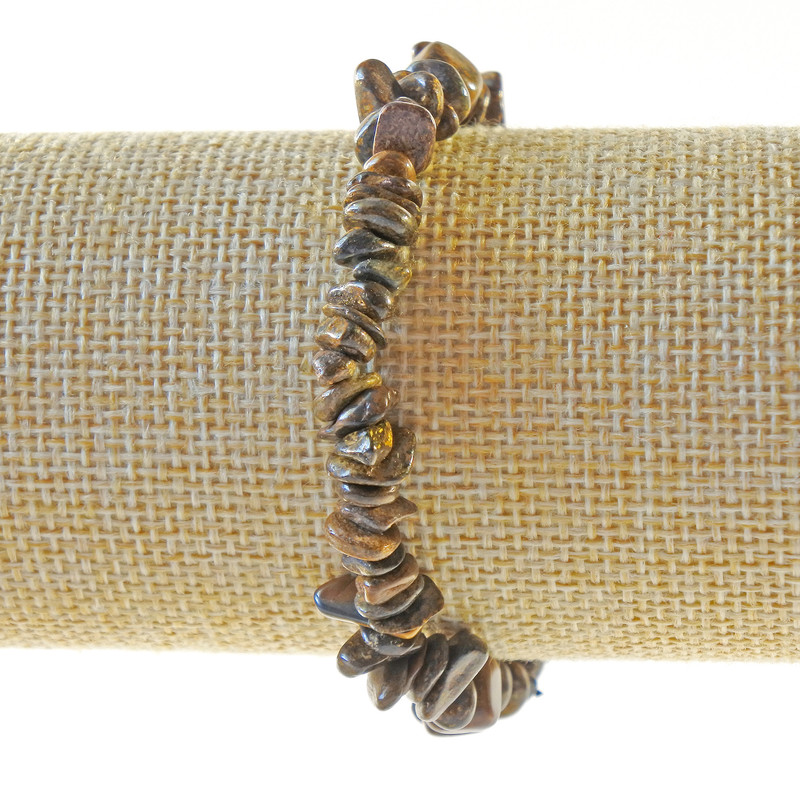 Bronzite Bracelet natural stone chip, diameter 7x3mm±, length 18cm± (stretch)
