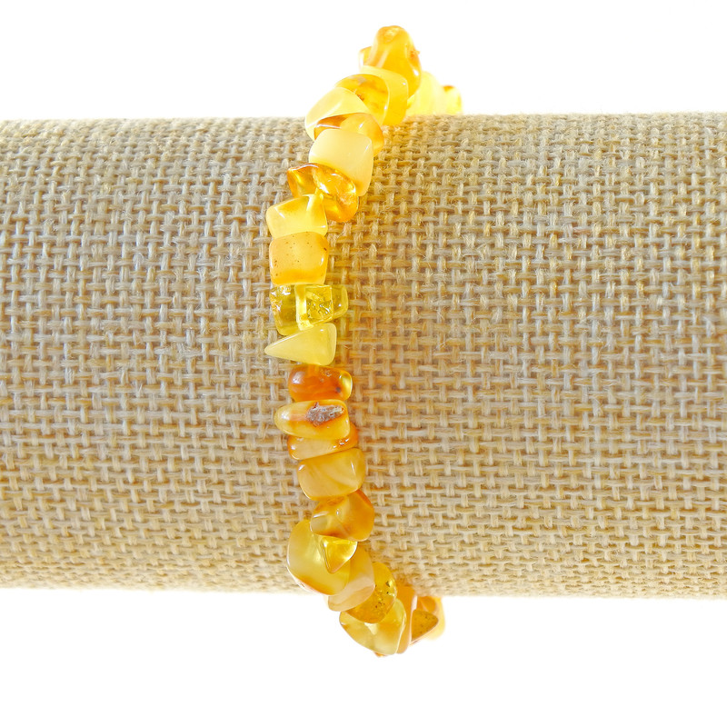 Bracelet Amber Chip, diameter 7×4mm±, length 18cm± (stretch)