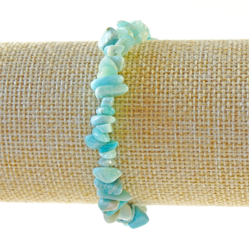 Bracelet Amazonite natural stone chip, diameter 6×3mm, length 18cm ± (stretch)