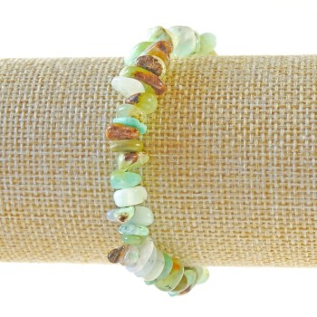 Bracelet Chrysoprase natural stone nugget, diameter 7x3mm±, length 18cm± (stretch)