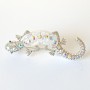 Brooch Lizard White Aquarium Effect, white and pink rhinestones, silver-toned metal 24x71mm