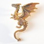 Brooch Dragon in golden enamel and brown enamel, golden metal 42x66mm