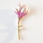 Brooch Magnolia Flower pink and purple enamel, pink rhinestones, white bead, gold-tone metal 29x65mm