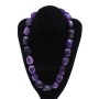 Amethyst Necklace Natural Stone Multicrystal, 15x20mm Diamond-cut, length 52cm ±