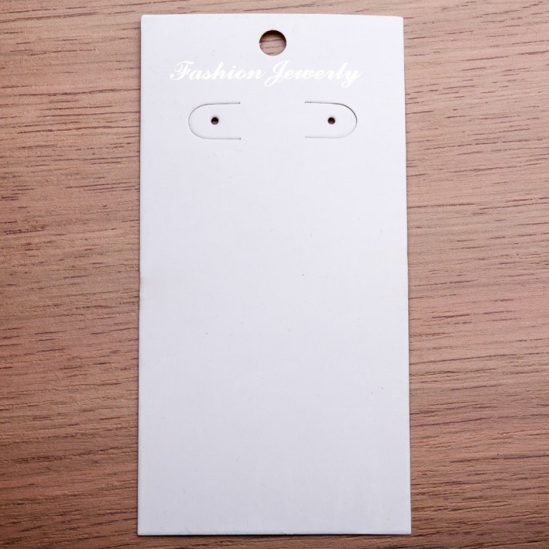 Earring Display Card 11.5×6 cm, white cardboard, pack of 100