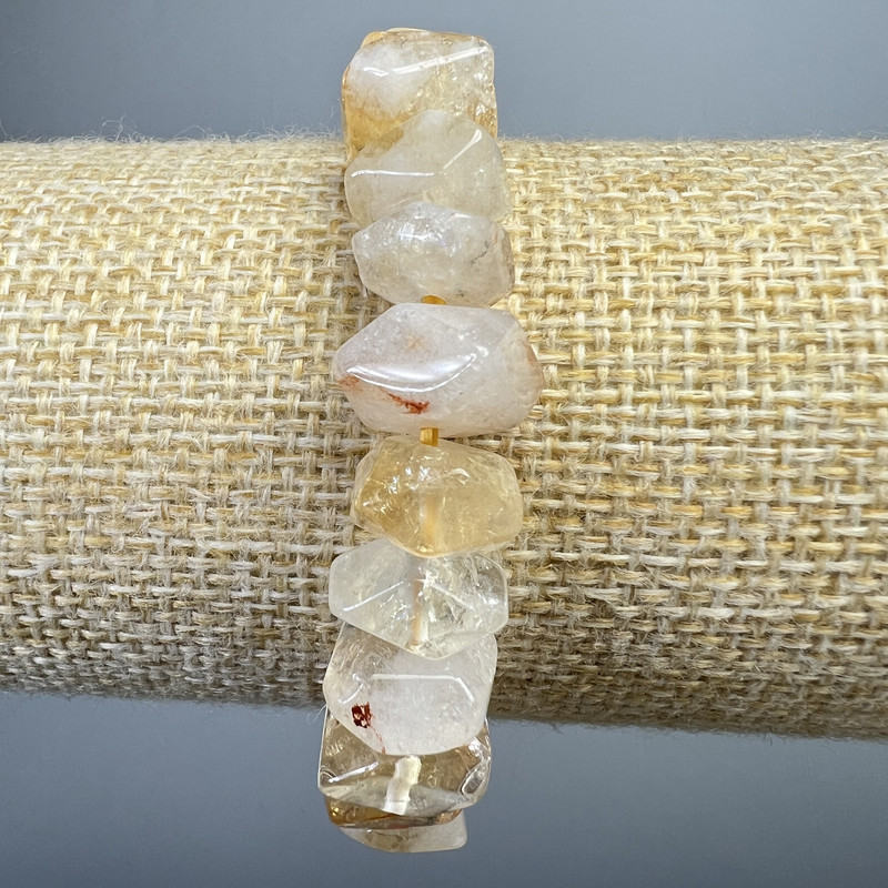 Bracelet Citrine Natural Stone Graduated Rondelle, 11x7mm diameter +-, length 18cm+- (stretch)