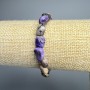 Charoite Bracelet natural stone faceted, diameter 9x11mm±, length 18cm± (stretch)