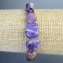 Bracelet Charoite natural stone large faceted beads, diameter 9×12mm±, length 18cm± (stretch)