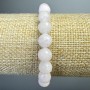 Bracelet White Quartz natural stone faceted ball, diameter 8mm±, length 18cm± (stretch)
