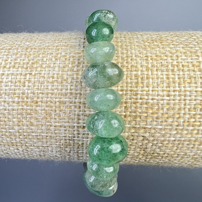Bracelet Natural Jade Bead, faceted stone, diameter 10x7mm±, length 18cm± (stretch)