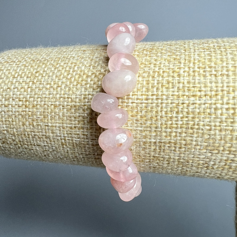Bracelet Pink Quartz natural stone faceted, diameter 11x7mm±, length 18cm± (stretch)