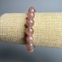 Bracelet Strawberry Quartz natural stone smooth round beads, diameter 8.5mm±, length 18cm± (stretch)