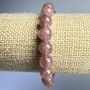 Strawberry Quartz Bracelet, natural stone, smooth beads 10mm diameter, length 18cm, stretch band