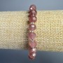 Strawberry Quartz Bracelet, natural stone faceted rondels, 8x6 mm, approx. 18 cm length, stretch</name