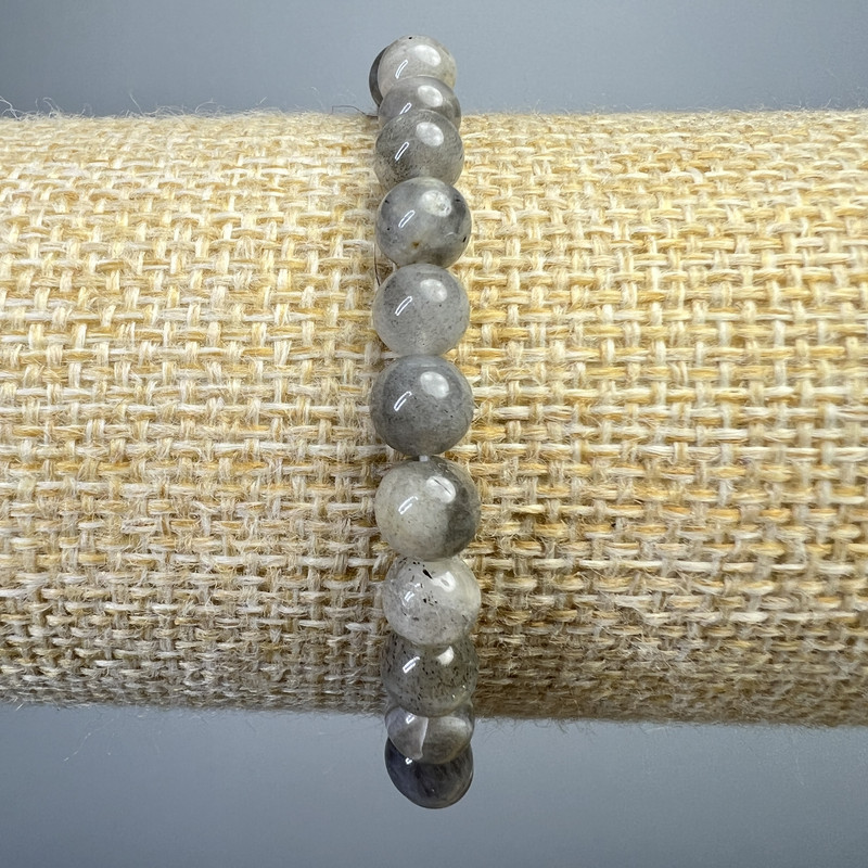 Bracelet Labradorite natural stone smooth bead, diameter 6mm+-, length 18cm+- (stretch)