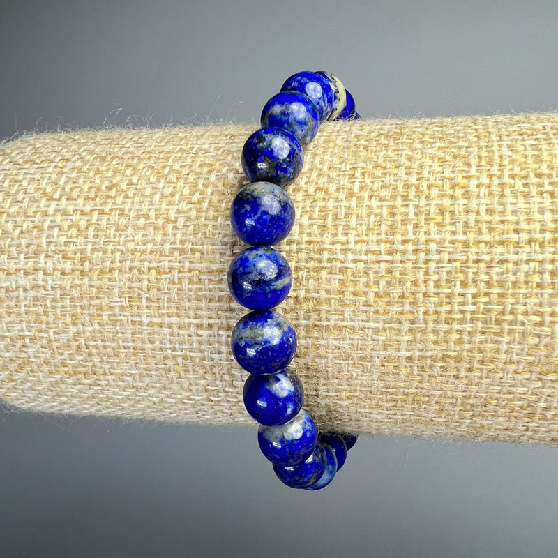 Lapis Lazuli Bracelet with Natural Stone, smooth rounds, diameter 8.5mm±, length 18cm± (stretch)