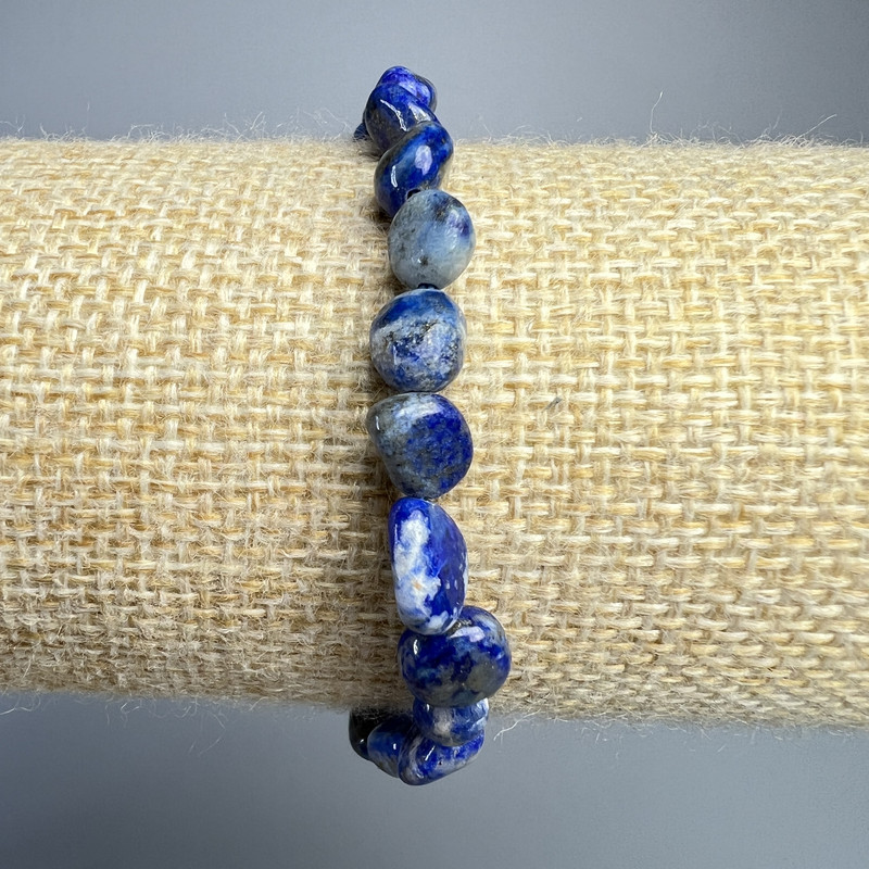 Lapis Lazuli natural stone faceted bracelet, 6×9mm approx., length 18 cm ± (stretch)