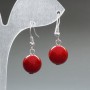 Earrings 'Coral' (raw) smooth bead, diameter 12mm±, length 33mm±