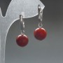 Earrings Red Jasper (solid acrylic) smooth bead, diameter 12mm±, lobster clasp, length 33mm+
