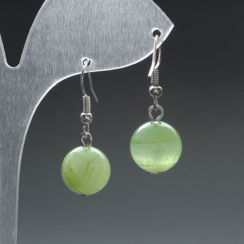 Earrings Onyx (artificial acrylic) smooth bead, diameter 12mm±, length 33mm±
