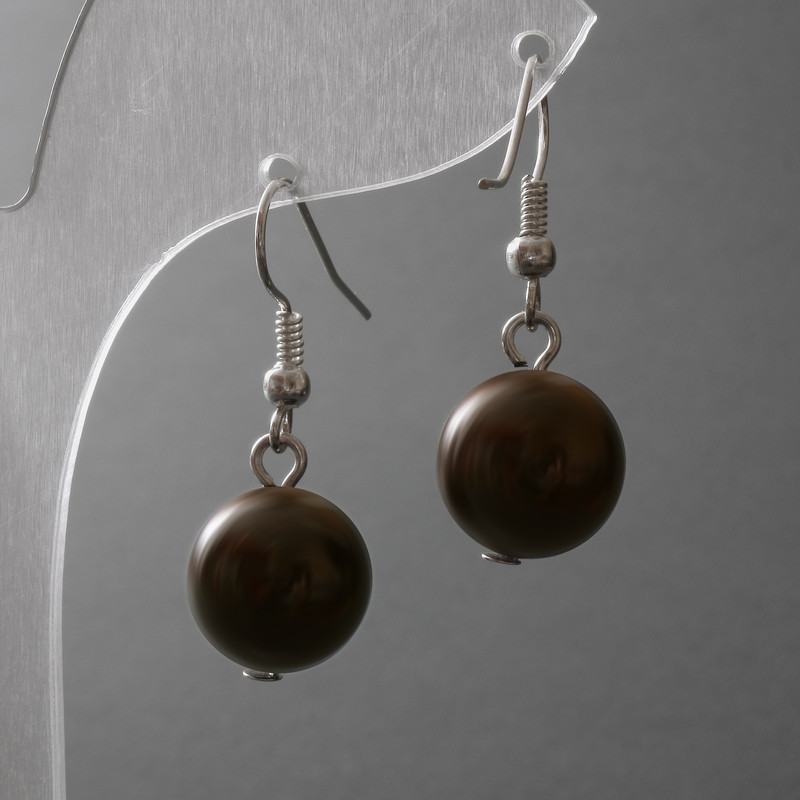 Garnet Earrings, Natural Stone, smooth bead, 12mm diameter ±, length 33mm ±