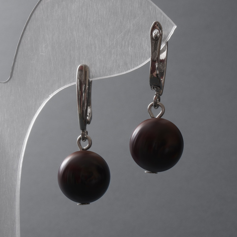 Garnet Earrings natural stone smooth bead, diameter 12mm±, English clasp, length 33mm+