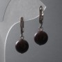 Garnet Earrings natural stone smooth bead, diameter 12mm±, English clasp, length 33mm+