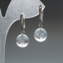 Earrings Mountain Crystal natural stone smooth bead, diameter 12.5mm±, English clasp, length 33mm+