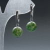 Mocha Agate Bead Earrings round ball 12.5 mm ± with English clasp, length 33 mm+