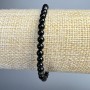 Bracelet Black Onyx Agate natural stone smooth beads, diameter 4mm+-, length 18cm+- (elastic)