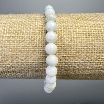 Bracelet Hemimorphite natural stone smooth beads, diameter 6.5mm±, length 18cm± (stretch)