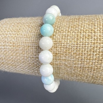 Hemimorphite Bracelet Natural Stone Smooth Bead, diameter 8.5mm, length 18cm, Elastic (stretch)