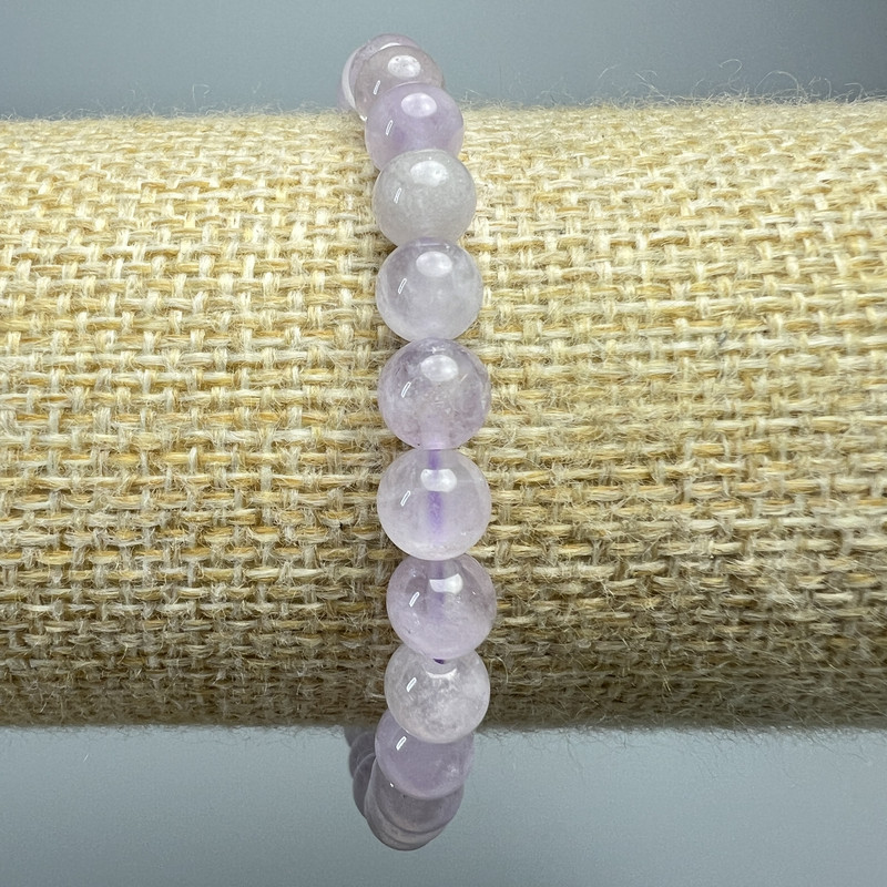 Bracelet Lavender Amethyst natural stone smooth bead, diameter 6.5 mm±, length 18 cm± (elastic)