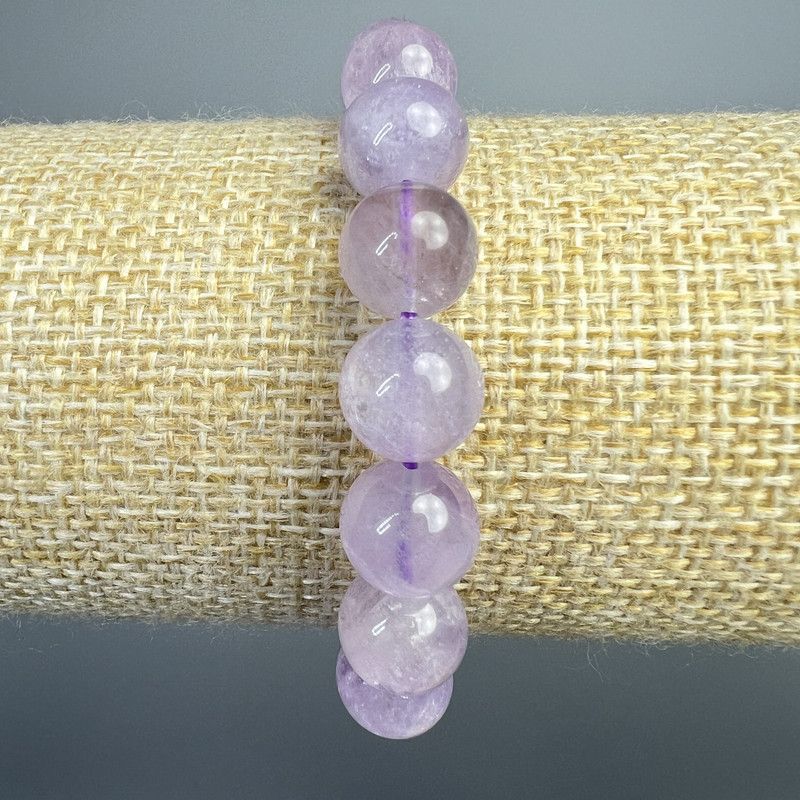 Lavender Amethyst Bracelet with Natural Stone, Smooth Bead, 10mm Diameter ±, 18cm Length ± (Stretch)
