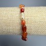 Carnelian Natural Stone Beaded Bracelet, faceted 7x12mm, stretchy, 18cm long