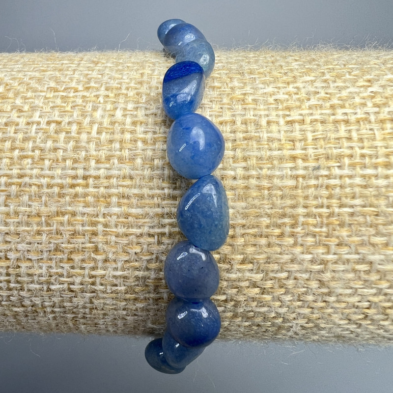 Blue Aventurine Bracelet, natural gemstone faceted beads, diameter 7x9mm, length 18cm, stretchy